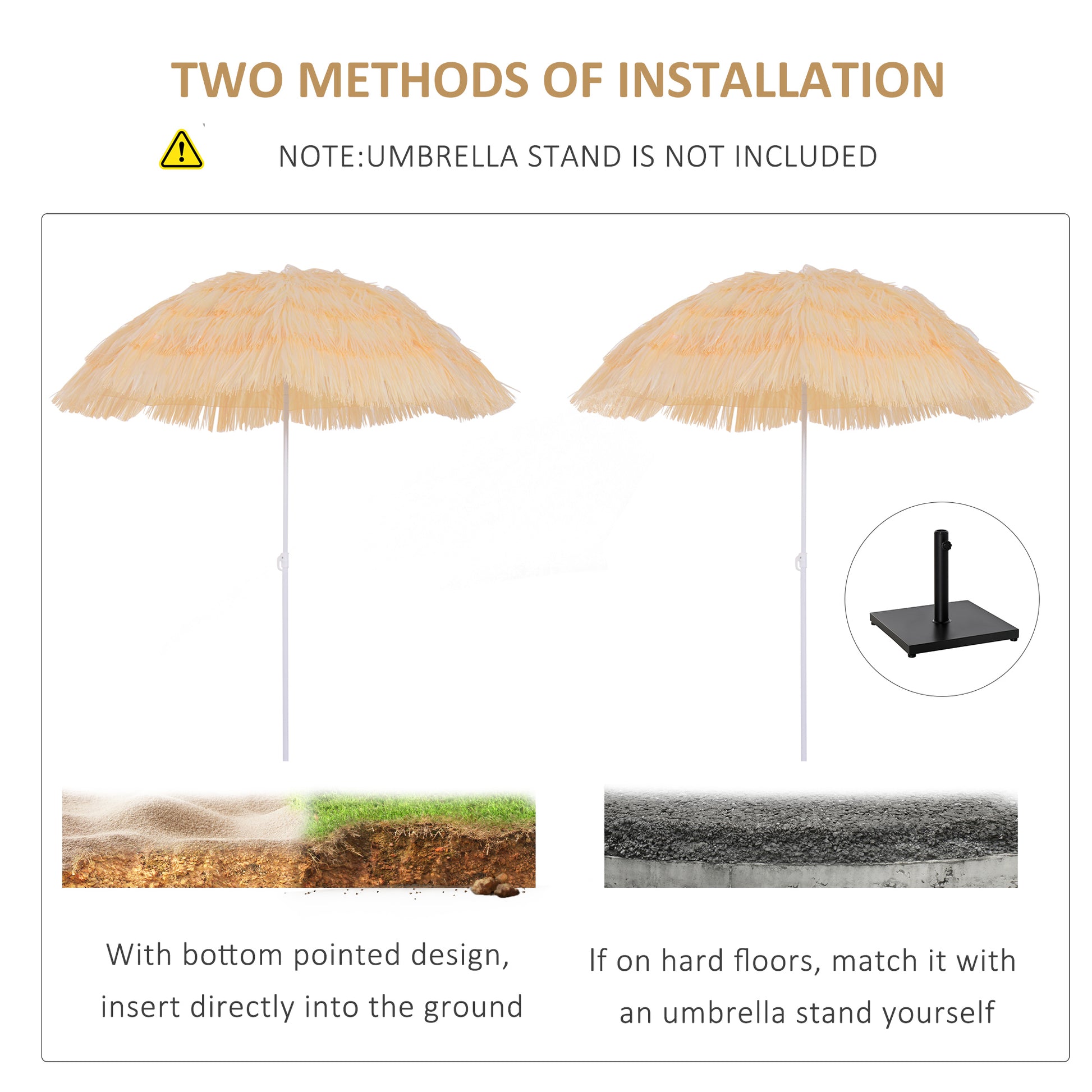 6FT Beach Umbrella Tilt Sunshade Height Adjustable Outdoor Market Patio Yard Crank Deck Sun Shade, Wheat