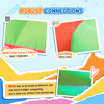 Qaba 9.2 x 9.5FT Bounce House, 4 in 1 Inflatable Bouncy Castle for Kids With Trampoline, Slide, Water Pool, Basket, Blower