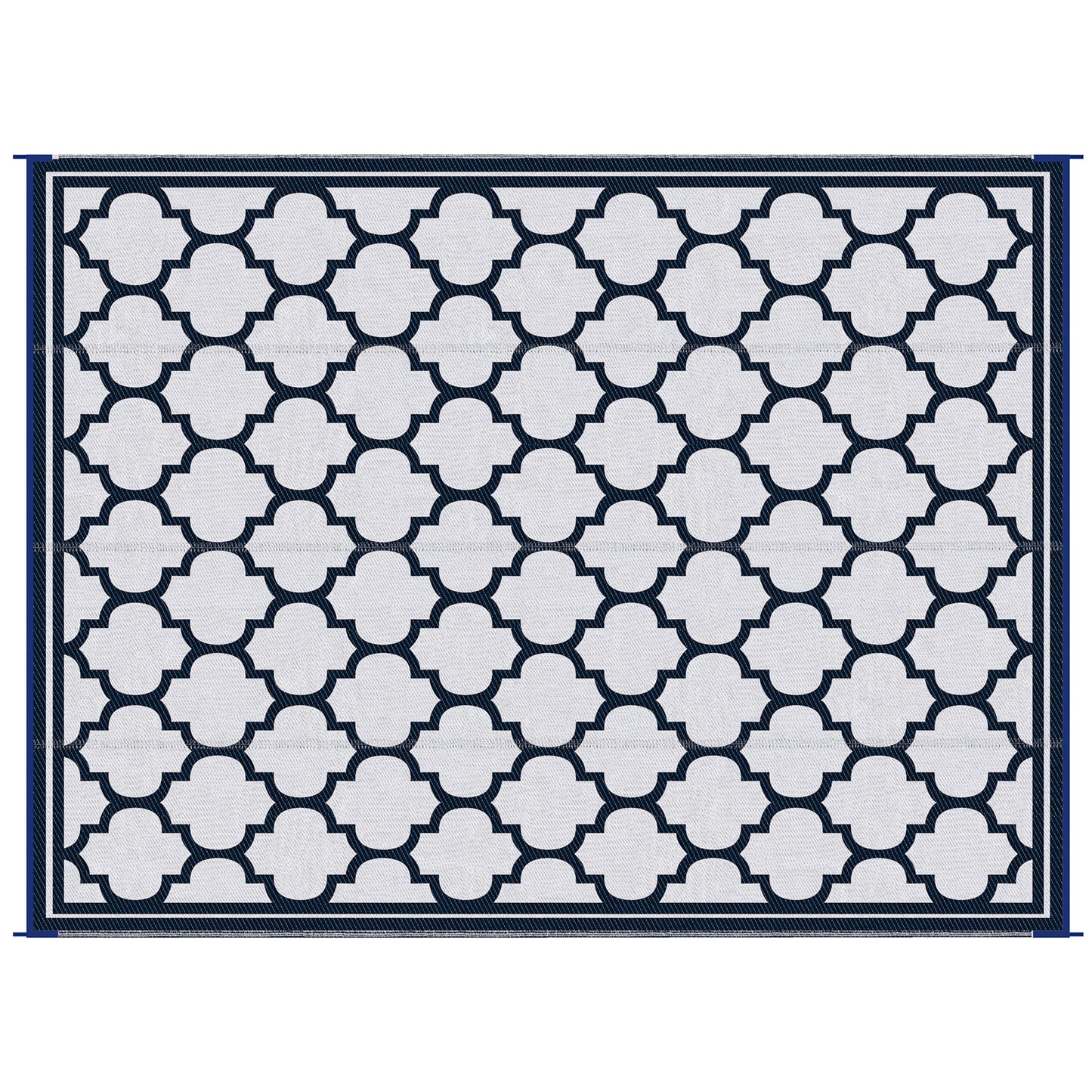 9'x12' Reversible Outdoor RV Rug, Patio Floor Mat, Plastic Straw Rug for Backyard, Deck, Beach, Camping, Dark Blue