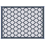9'x12' Reversible Outdoor RV Rug, Patio Floor Mat, Plastic Straw Rug for Backyard, Deck, Beach, Camping, Dark Blue