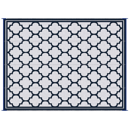 9'x12' Reversible Outdoor RV Rug, Patio Floor Mat, Plastic Straw Rug for Backyard, Deck, Beach, Camping, Dark Blue