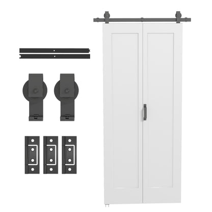 35" x 83" Sliding Door with 3.6FT Bi-Folding Door, Hardware Kit Included & Handle, DIY Paintable MDF Surface