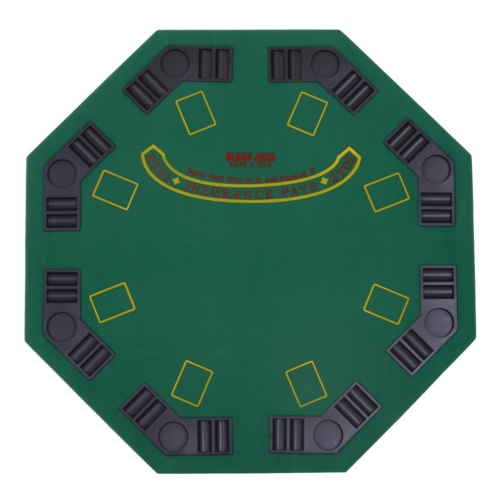 Soozier Folding Poker Table, 47" Octagon Blackjack Poker Game Table for 8 Players with Cup Holders, Green