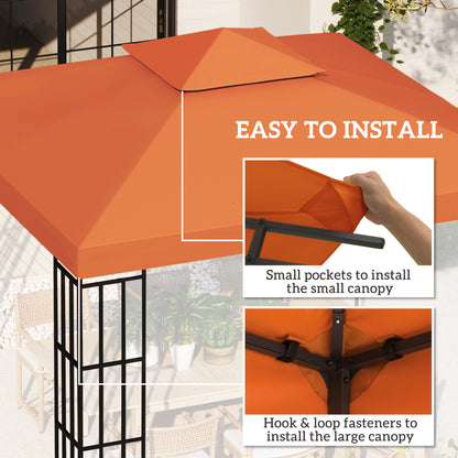 10' x 10' Square 2-Tier Gazebo Canopy Replacement Top Cover Outdoor Garden Sun Shade, Orange
