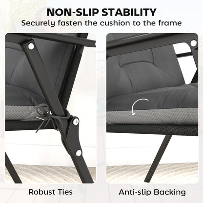 Patio Chair Cushions Set of 4, Waterproof Non-Slip Lounge Chair Cushions, 44"x21", Dark Grey