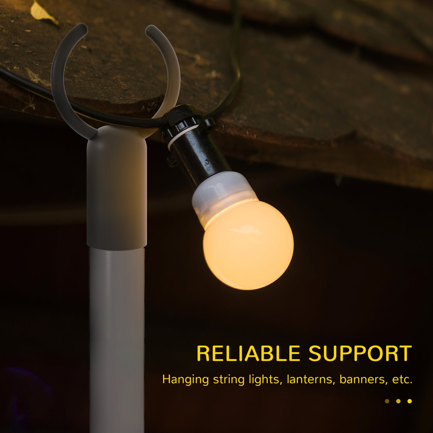 4 Pack of 10' String Light Poles, Steel Hanging Lighting Stand for Patio, Backyard, Deck, Wedding, Party, Black