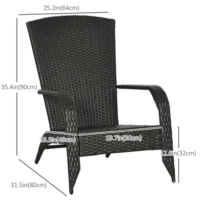 Patio Wicker Adirondack Chair, Outdoor Rattan Muskoka Chair with Cushions for Patio, Garden, Backyard, Cream