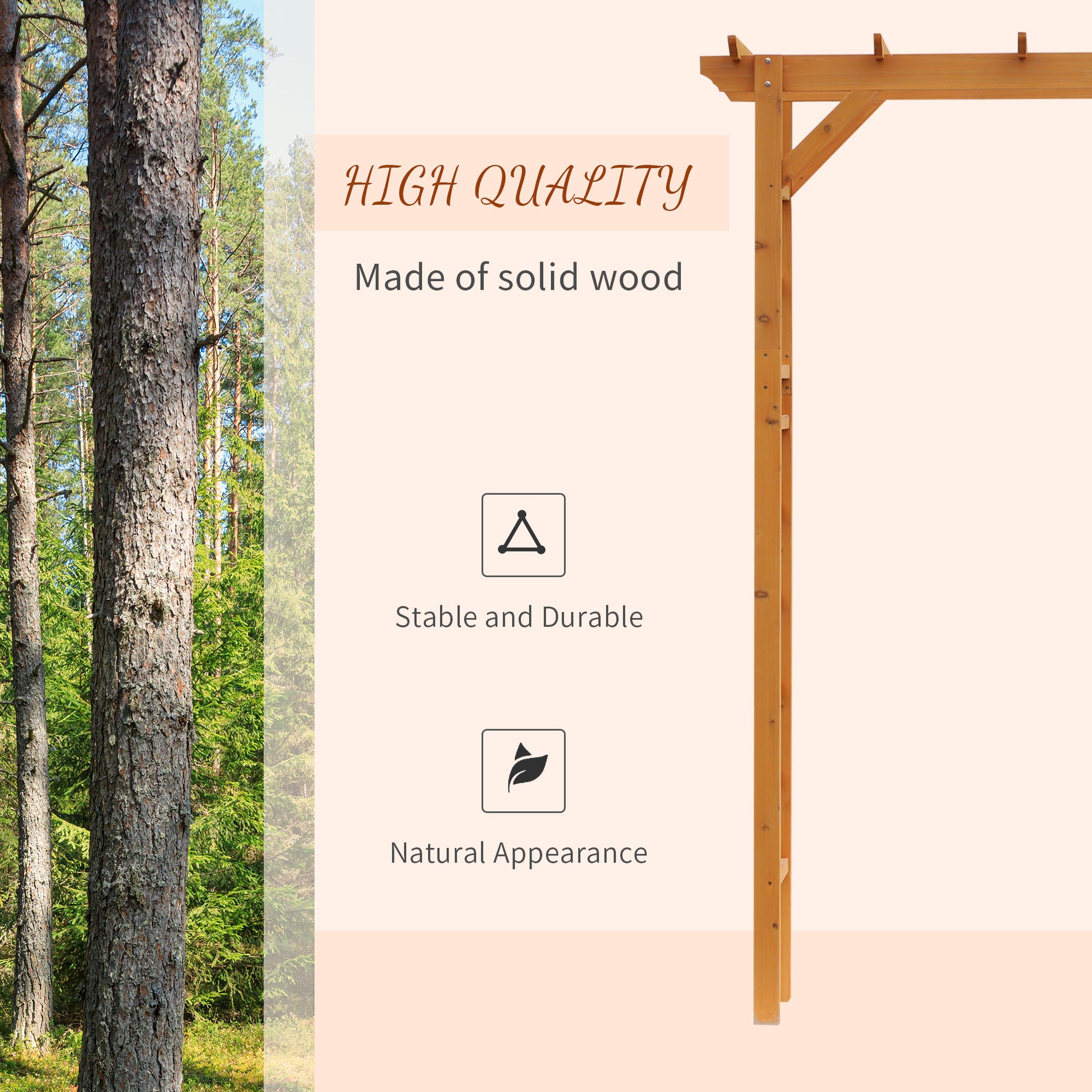 85" Wooden Outdoor Garden Arbour, Garden Arch Trellis for Climbing Vines for Wedding and Ceremony - Orange