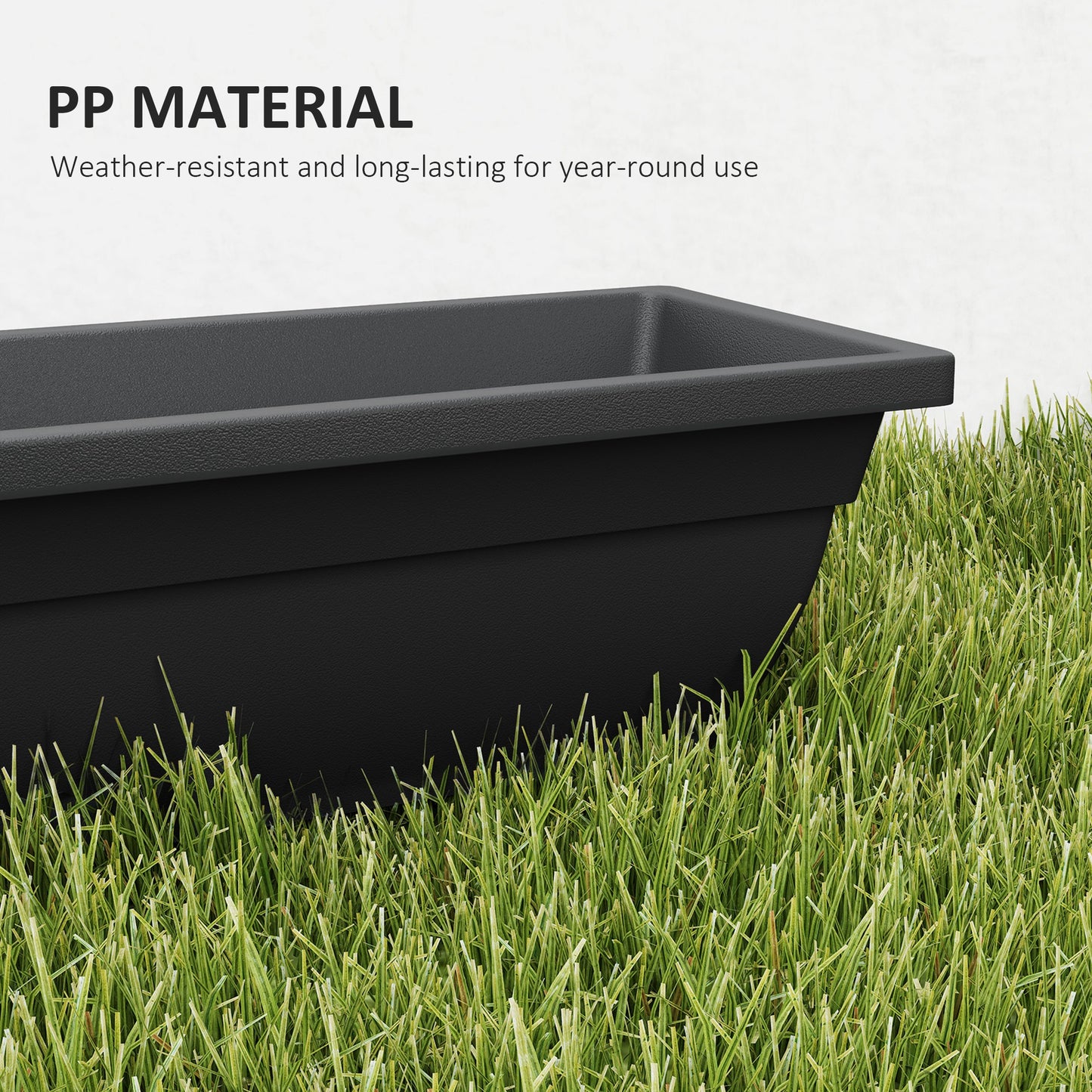 Long Rectangular Flower Plant Pots, 5 Pack 23 Inches Window Boxes Planters for Windowsill, Garden, Black
