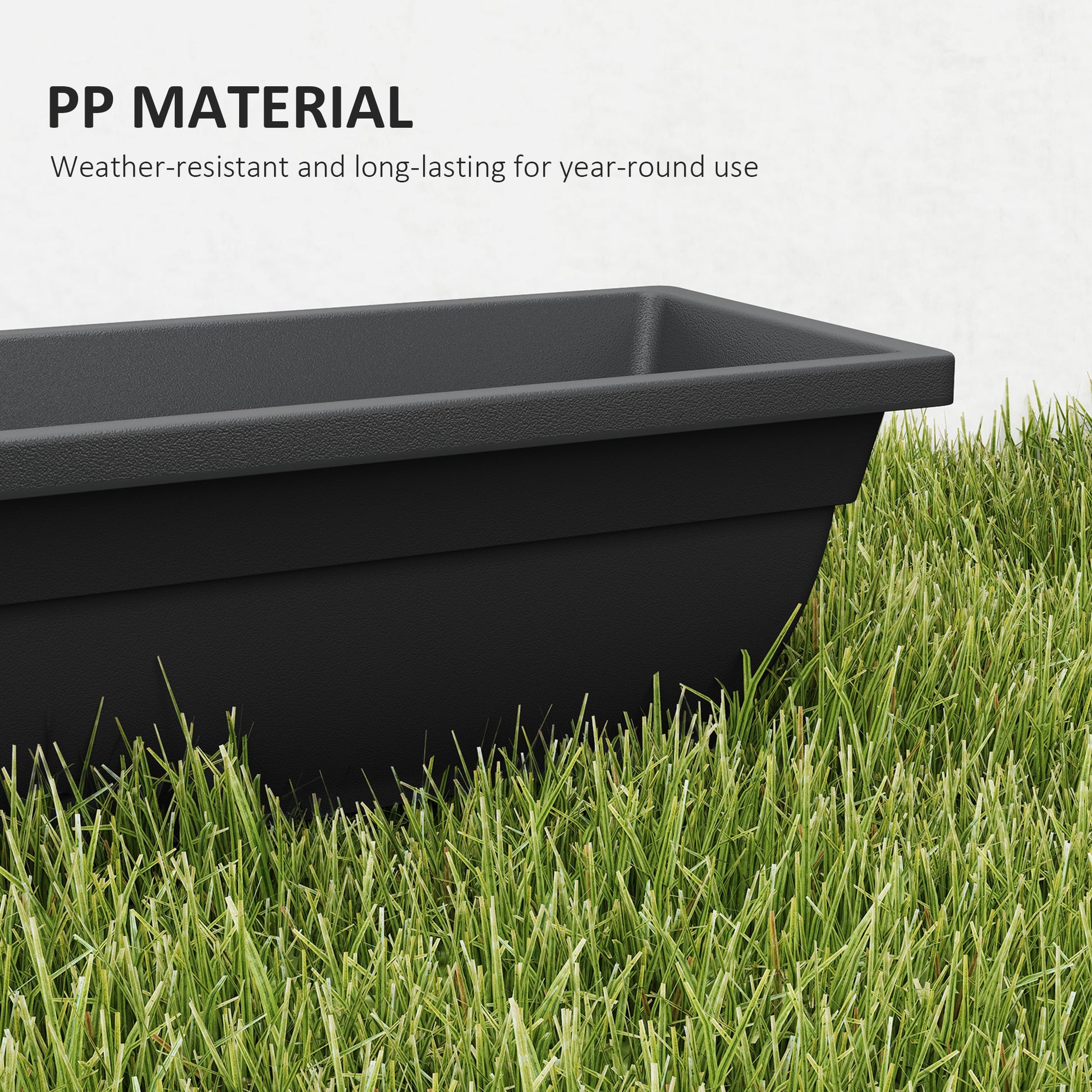 Long Rectangular Flower Plant Pots, 5 Pack 23 Inches Window Boxes Planters for Windowsill, Garden, Black
