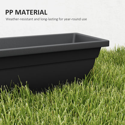 Long Rectangular Flower Plant Pots, 5 Pack 23 Inches Window Boxes Planters for Windowsill, Garden, Black