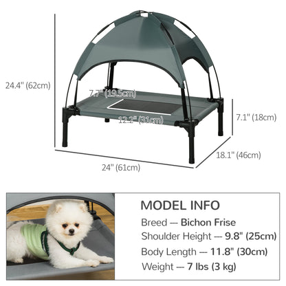 Elevated Cooling Pet Bed Portable Raised Dog Cot with Canopy for Small-Sized Dogs, Grey