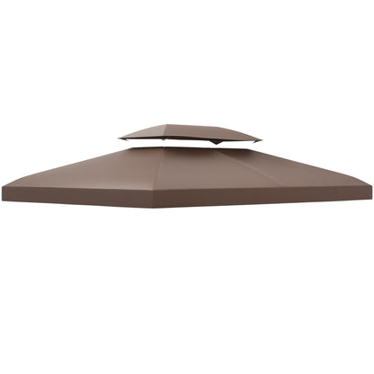 13' x 10' Gazebo Replacement Canopy, 2 Tier Top Roof Garden Pavilion UV Cover, Brown (TOP ONLY)