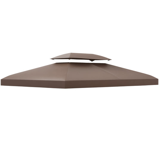 13' x 10' Gazebo Replacement Canopy, 2 Tier Top Roof Garden Pavilion UV Cover, Brown (TOP ONLY)