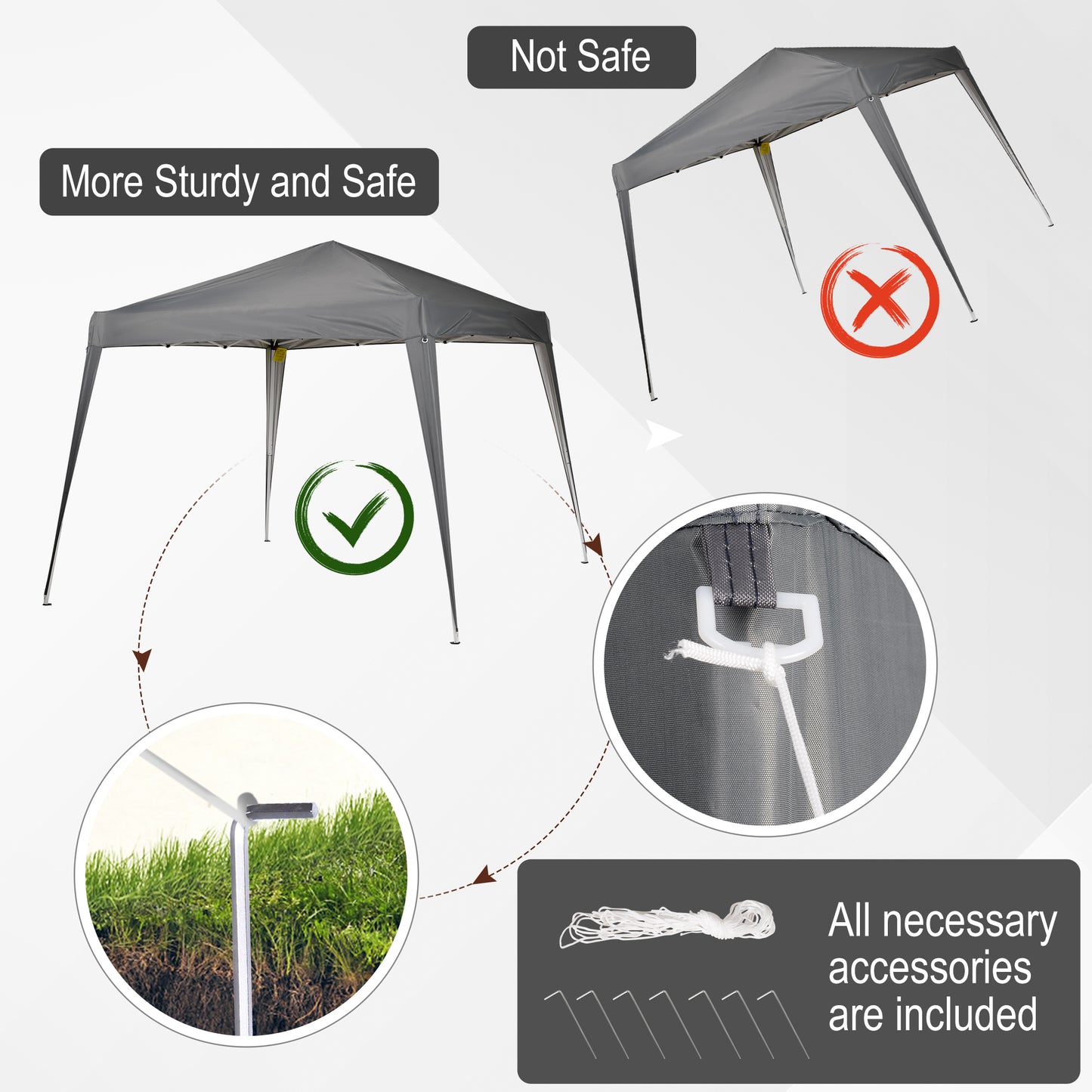8' x 8' Pop Up Canopy, Outdoor Folding Tent, Portable Party Tent with Carrying Bag for Camping, Party, Picnic, Grey