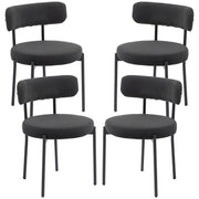 4 Pieces Kitchen Chairs, Modern Dining Chairs w/ Corduroy Upholstery and Steel Legs for Living Room, Black