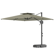 Square Cantilever Patio Umbrella, Double Top Patio Hanging Offset Umbrella with Crank & Tilt, 8' x 9', Light Grey