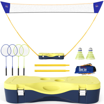 Portable Badminton Net Set with 9.5x5 ft Net, Foldable Badminton Net with 2 Shuttlecocks, 2 Badminton Rackets and 1 Suitcase, for Indoor Outdoor, Beach, Backyard