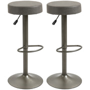 Modern Adjustable Bar Stools Set of 2, Swivel Barstool with Footrest, PU Leather Round Top for Kitchen, Dark Grey