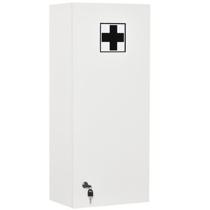 Wall Mount Medicine Cabinet, 5-tier Lockable Bathroom Cabinet with 2 Keys and Adjustable Shelves, White