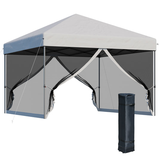10' x 10' Pop-Up Canopy Tent Outdoor Party Tent, 3-Level Adjustable Height, Silver