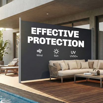 Retractable Side Awning, 165" x 73" Outdoor Privacy Screen, Water-Resistant, UV 50+, Dark Grey
