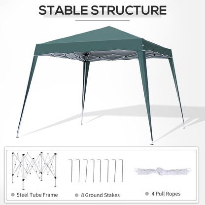 8' x 8' Pop Up Canopy, Outdoor Foldable Tent, Portable Canopy Tent with Carrying Bag for Camping, Party, Picnic, Green