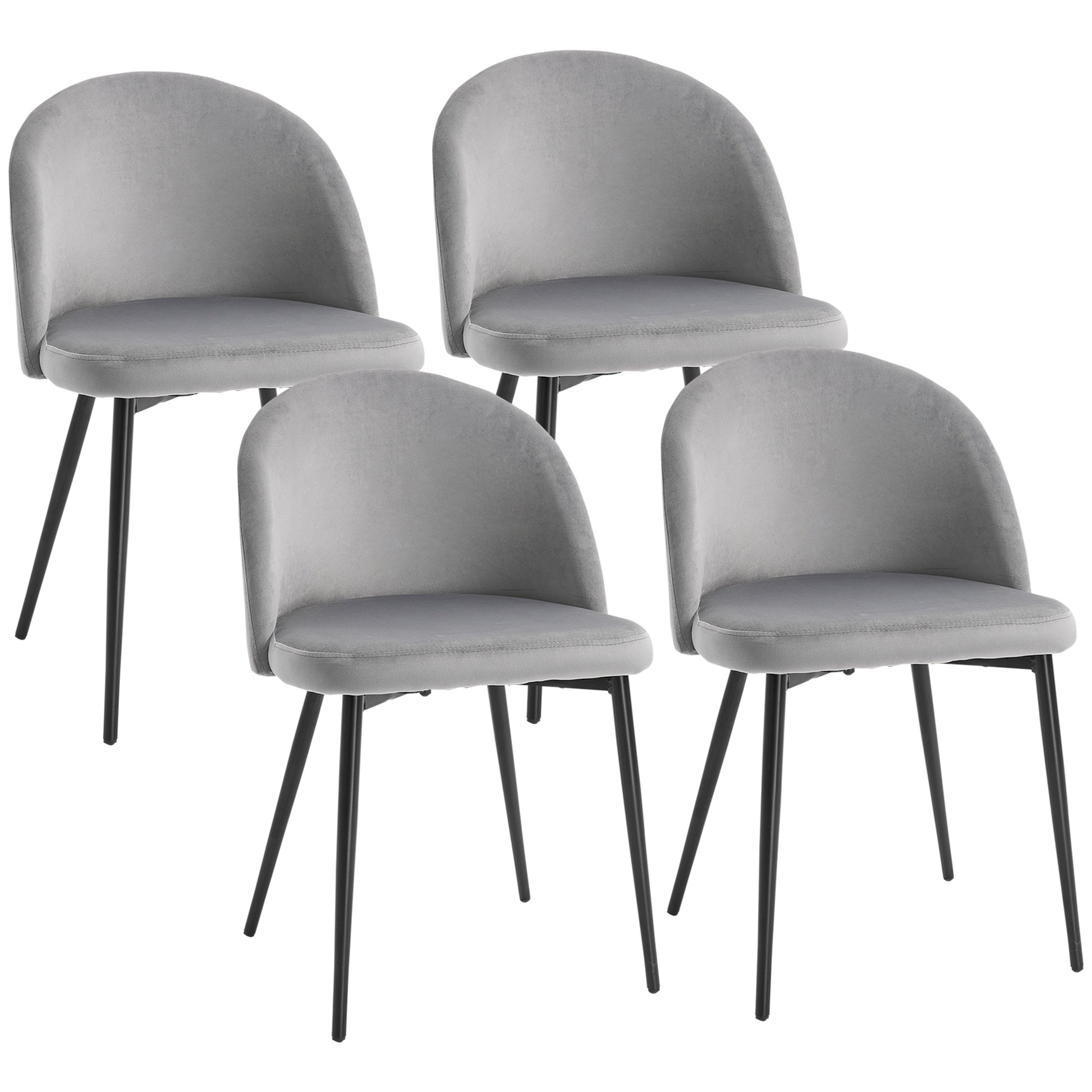 Modern Dining Chairs, Mid-Back Velvet-touch Upholstery Side Chair, Table Chair for Living Room, Dining Room, Grey, Set of 4