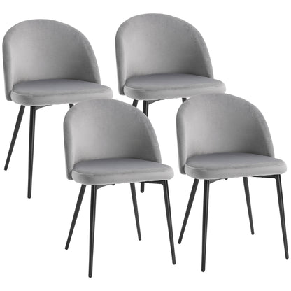 Modern Dining Chairs, Mid-Back Velvet-touch Upholstery Side Chair, Table Chair for Living Room, Dining Room, Grey, Set of 4