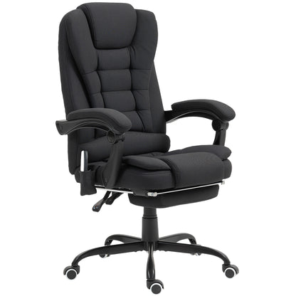 7-Point Vibrating Massage Chair, Reclining Office Chair with Footrest, Reclining Back, Adjustable Height, Black