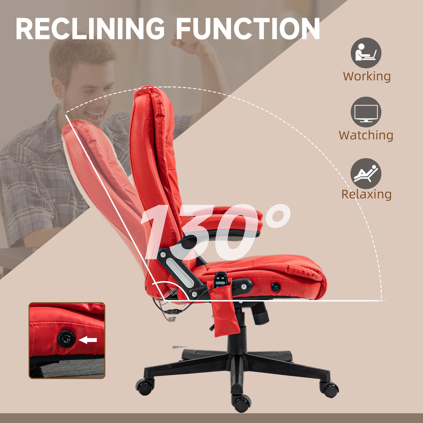 Adjustable Heated Ergonomic Massage Office Chair Swivel Vibrating High Back Faux Leather Executive Chair