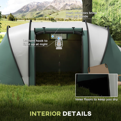 Camping Tent with 2 Bedrooms and Living Area, 3000mm Waterproof Family Tent, for Fishing Hiking Festival, Army Green
