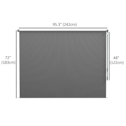 8' x 6' Patio Door Blinds, Outdoor Roller Shades, Cordless Roll Up Shade for Porch Gazebo, Light Grey