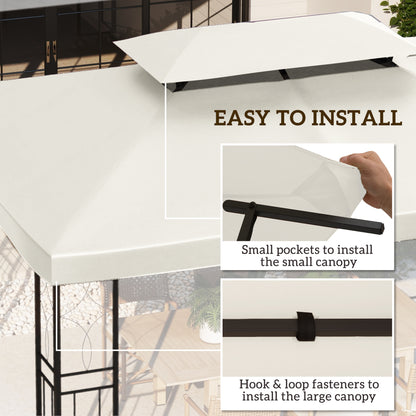 13' x 10' Gazebo Replacement Canopy 2 Tier Top UV Cover Pavilion Garden Patio Outdoor, Cream White (TOP ONLY)