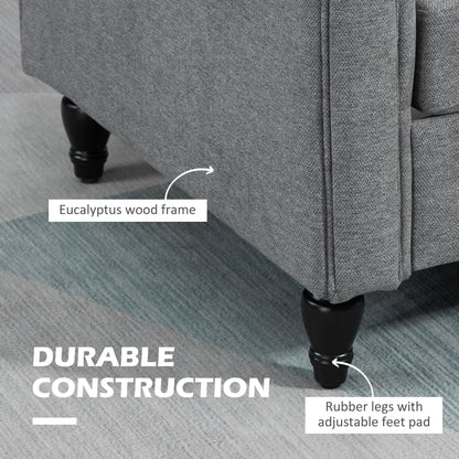 Vintage Loveseat, Upholstered Love Seat Furniture, Chenille-feel Fabric 2 Seater Sofa Couch with Rolled Arms, Gourd-Shaped Rubber Wood Legs for Living Room, Light Grey