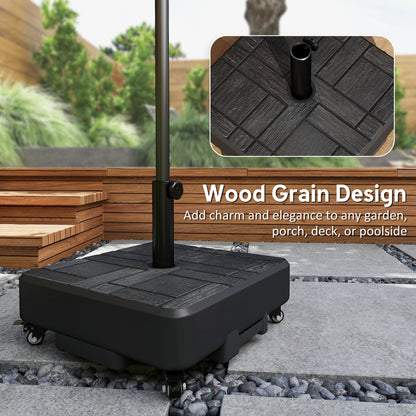 Patio Umbrella Base with Wheels Fillable Outdoor Umbrella Stand for 1.5"/1.9" Poles Black