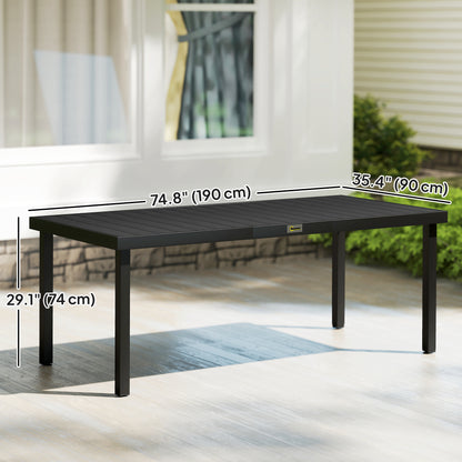 Patio Dining Table for 8, Rectangular Aluminum Outdoor Table for Garden Lawn Backyard, Black
