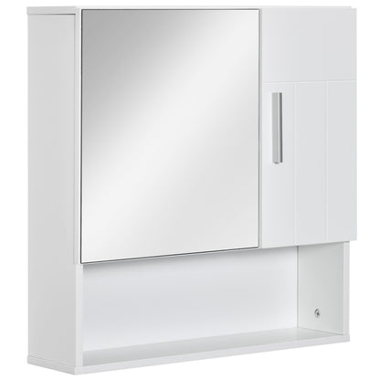 Bathroom Mirror Cabinet, Wall Mounted Medicine Cabinet with Double Doors and Adjustable Shelf, White