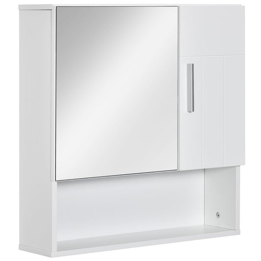Bathroom Mirror Cabinet, Wall Mounted Medicine Cabinet with Double Doors and Adjustable Shelf, White