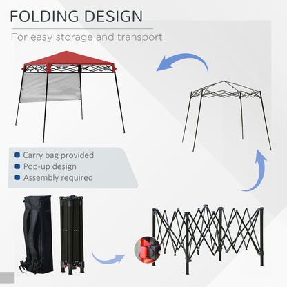 7' x 7' Garden Foldable Pop Up Gazebo Tent with Backpack & Inclined Legs Outdoor Party Canopy, Red & Black