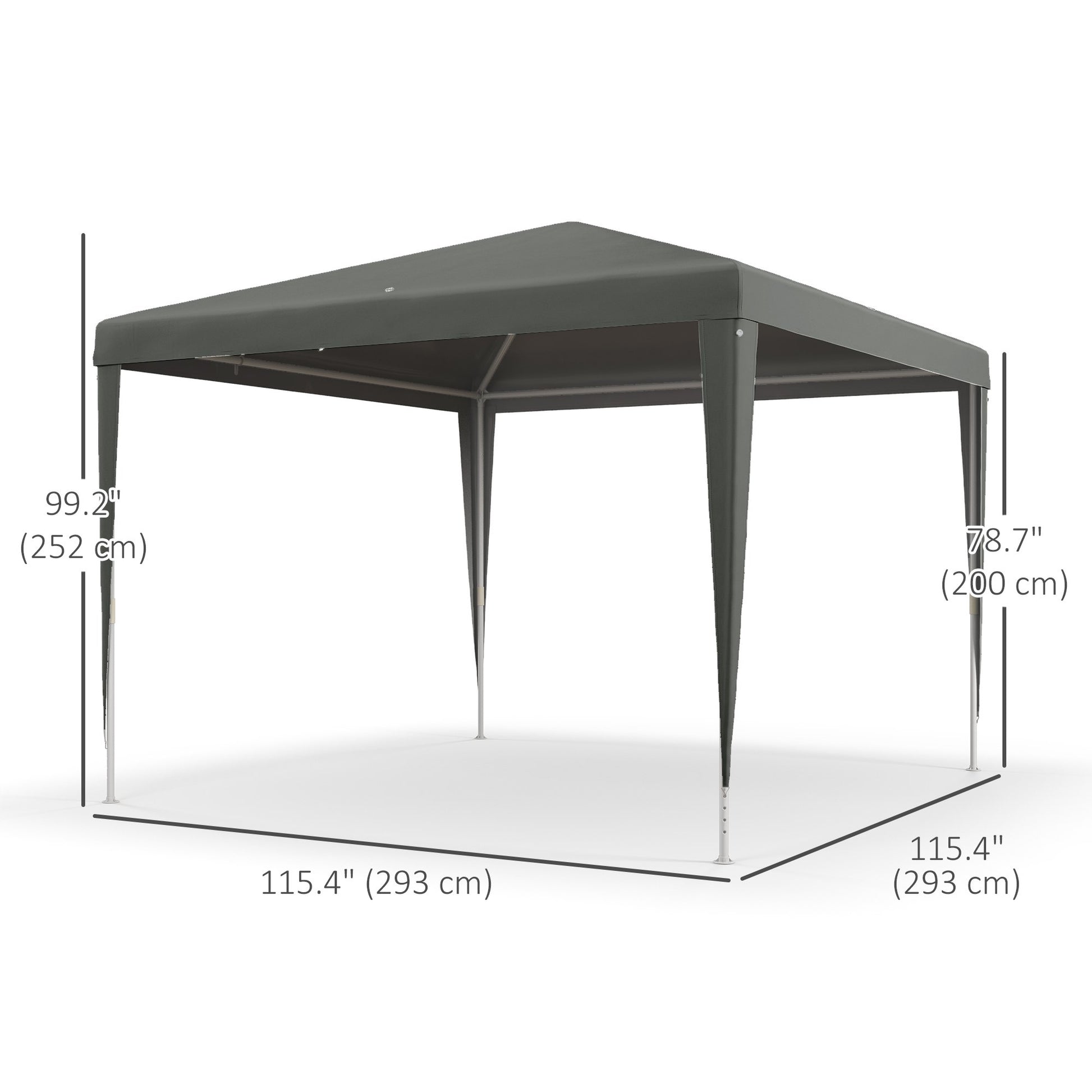 10x10ft Party Tent Portable Gazebo, Folding Garden Canopy Event Shelter Outdoor Sunshade Grey