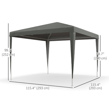 10x10ft Party Tent Portable Gazebo, Folding Garden Canopy Event Shelter Outdoor Sunshade Grey