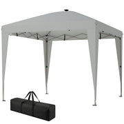 10 x 10 ft Pop Up Canopy Tent with Central Light, UPF 50+ Instant Portable Canopy Shelter with Remote, Light Grey