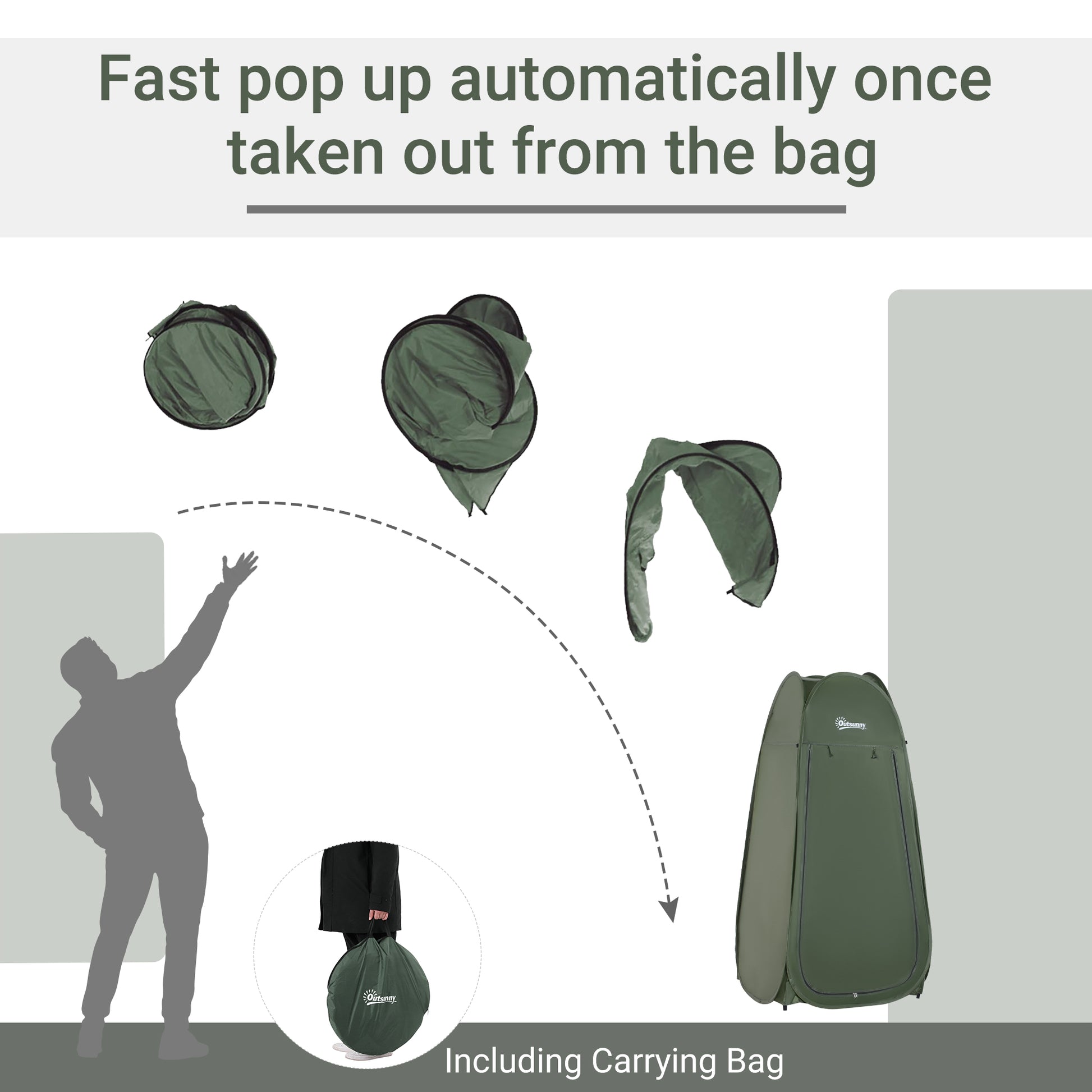 Army Green Popup Shower Tent - Portable Changing Room