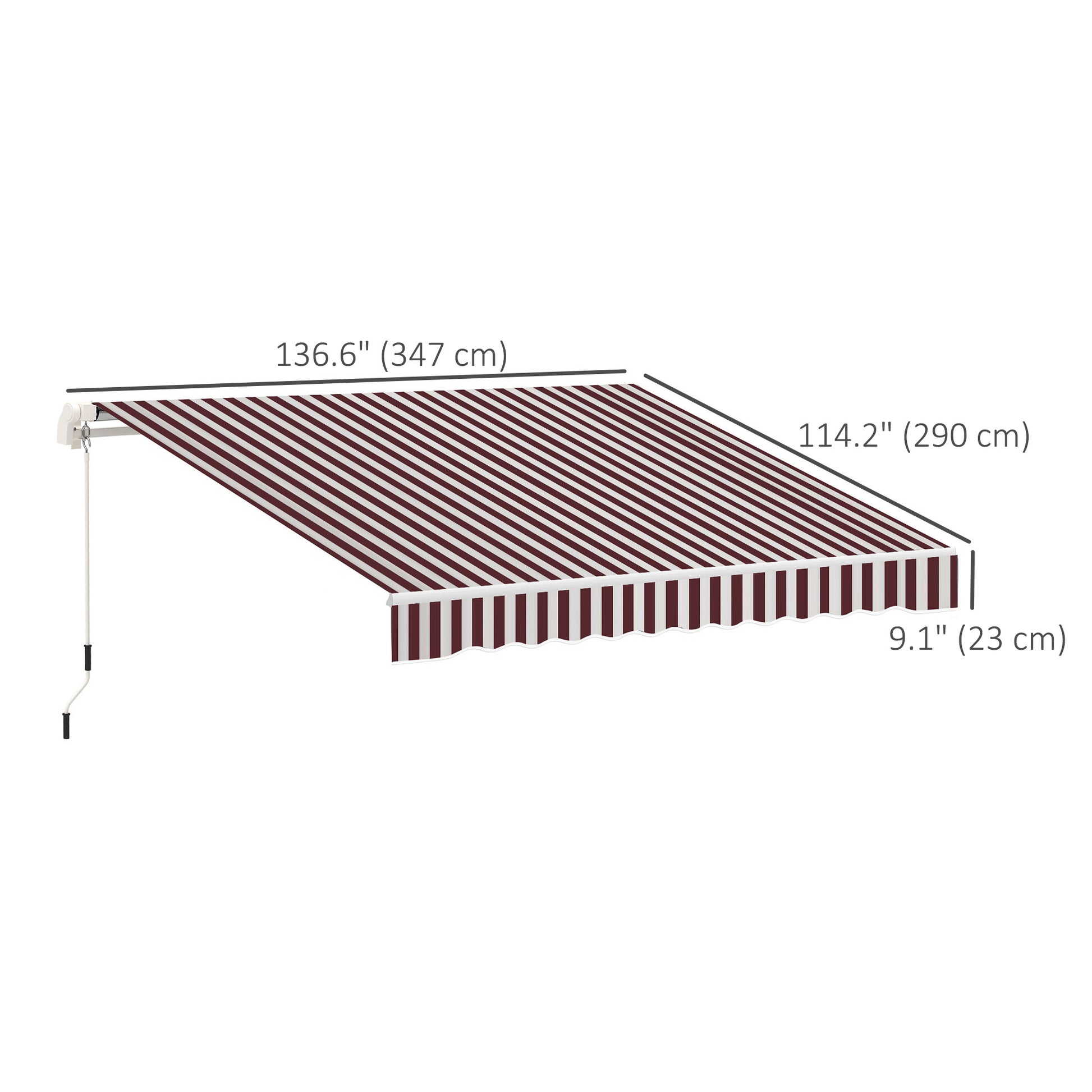 11' x 10' Retractable Awning Fabric Replacement Outdoor Sunshade Canopy Awning Cover, UV Protection, Red & White
