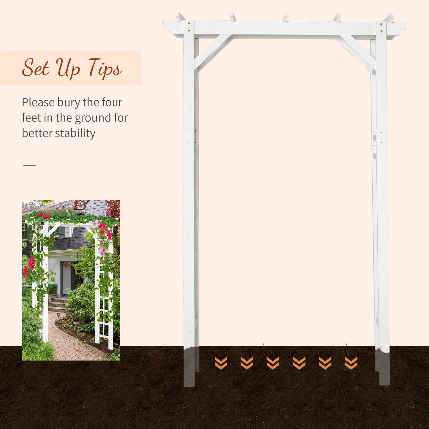 85" Wooden Garden Arbour for Wedding and Ceremony, Outdoor Garden Arch Trellis for Climbing Vines - White