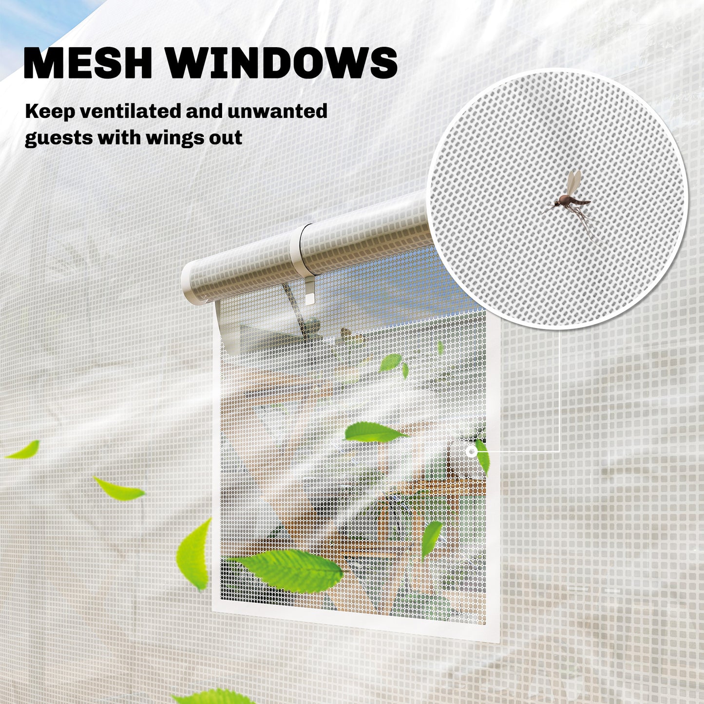 11.5x6.6x6.6ft Walk-in Tunnel Greenhouse Portable Garden Plant Growing Warm House with Door and Ventilation Window, White