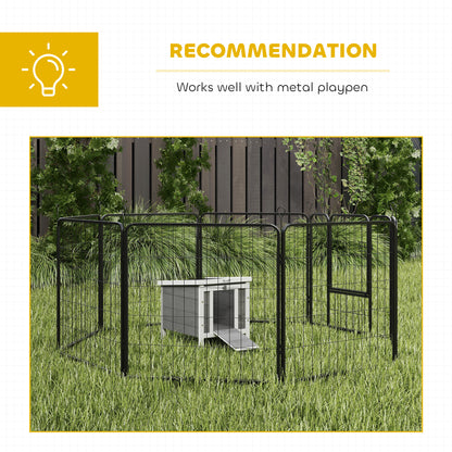 Wooden Rabbit Hutch, Bunny Cage with Waterproof & Openable Asphalt Roof, Outdoor Cat House Guinea Pig Cage Duck Shelter, Indoor Outdoor Use, 20" x 16.5" x 17", Grey