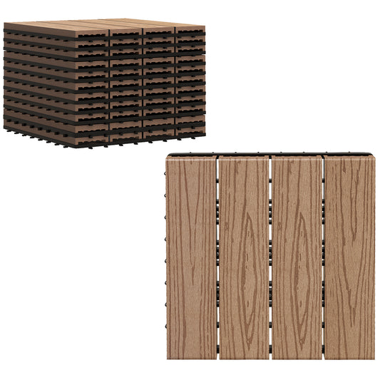 Outdoor Tiles, 11 Pack 12" x 12" WPC Interlocking Deck Tiles Waterproof and Non-slip