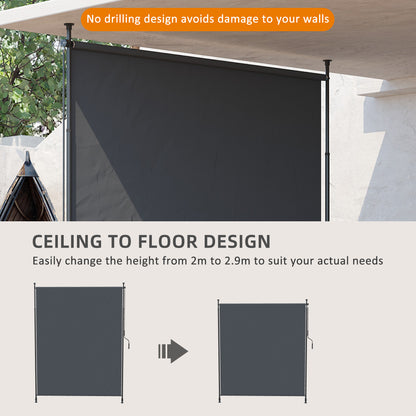 7' x 10' Retractable Patio Awning, Manual Outdoor Privacy Screen with UPF40+ & Water-Resistant Fabric, Grey